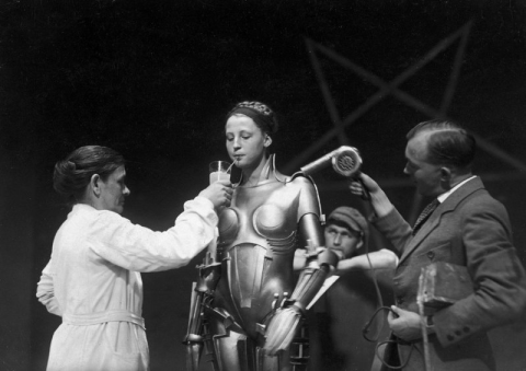Brigitte Helm during the filming of "Metropolis"